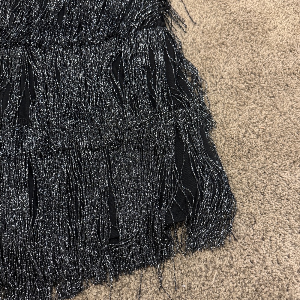 Elegant Black and Silver Fringe Skirt perfect for NYE/Party - Picture 3 of 5